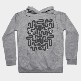 JELLY BEANS Squiggly New Wave Postmodern Abstract 1980s Geometric in Charcoal Black with Gray White Dots - UnBlink Studio by Jackie Tahara Hoodie